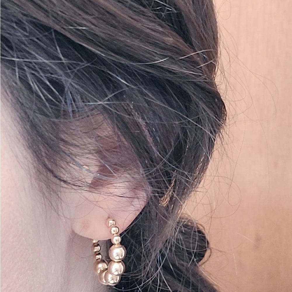 Gold Ball Studded Hoop Earrings